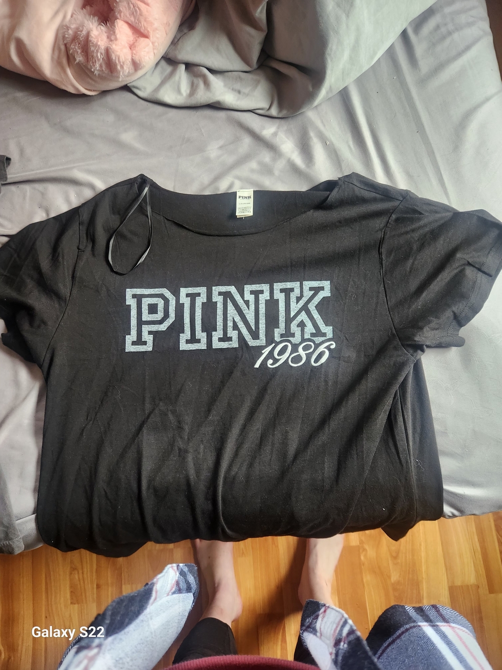 PINK Victoria's Secret Black Logo Tee
